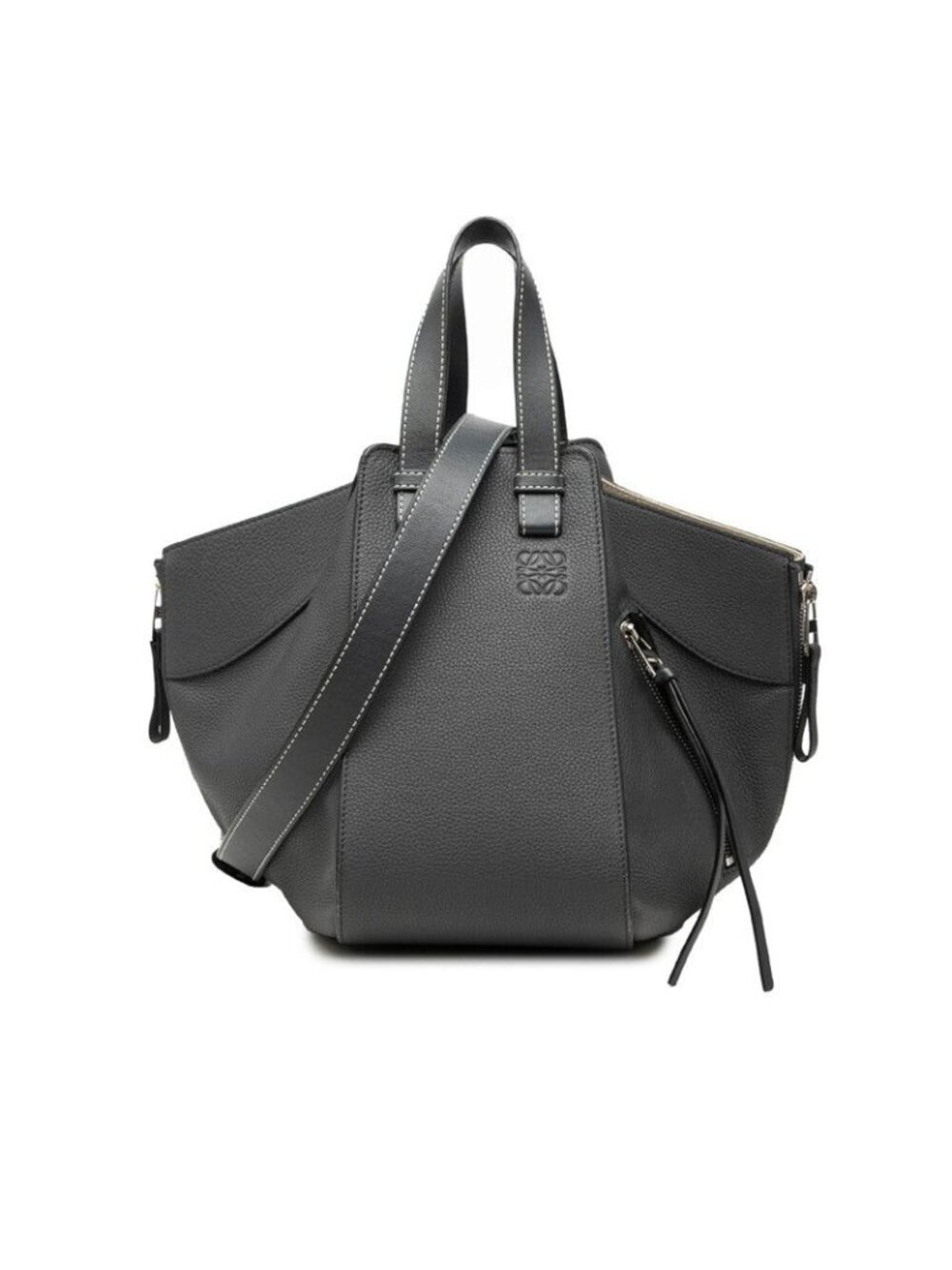 Loewe Hammock Small 2-Way Shoulder Bag Gray Leather